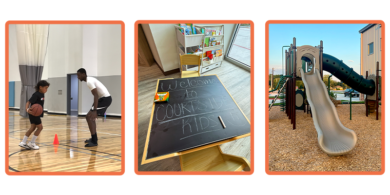 Certified childcare staff supervising kids in League City gym daycare — childcare only $6 for two hours with gym membership