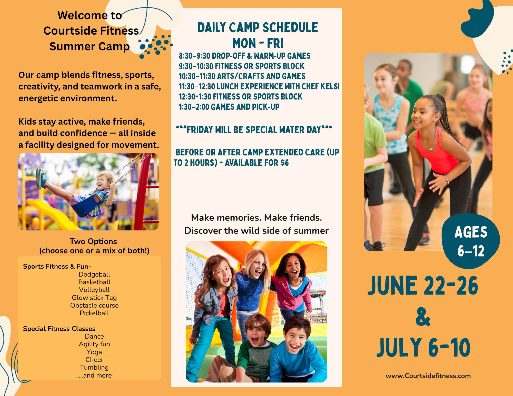 Courtside Fitness Summer Day Camp schedule and activities